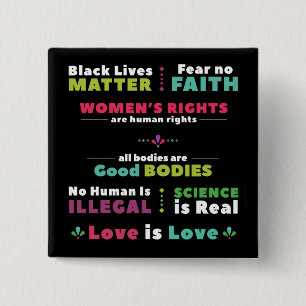Bóton Quadrado 5.08cm Fundo preto do Pin da solidariedade