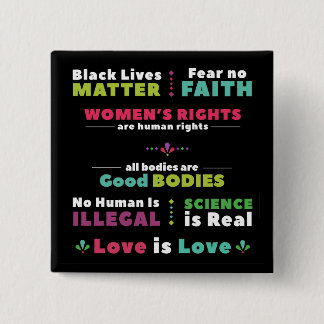 Bóton Quadrado 5.08cm Fundo preto do Pin da solidariedade