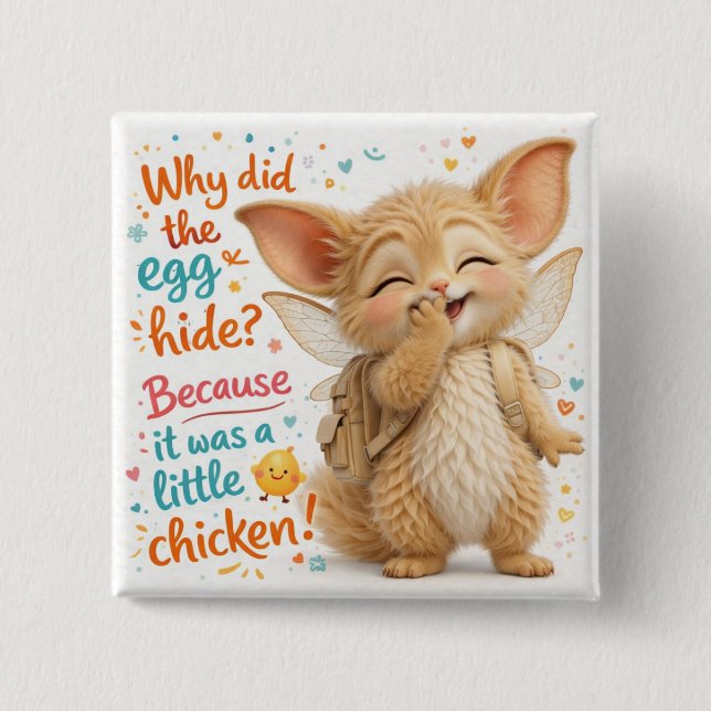 Bóton Quadrado 5.08cm Funny Egg Dad Joke (Frente)