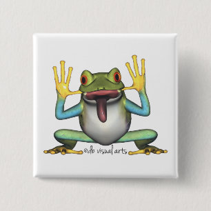 Bóton Quadrado 5.08cm Funny Frog Button
