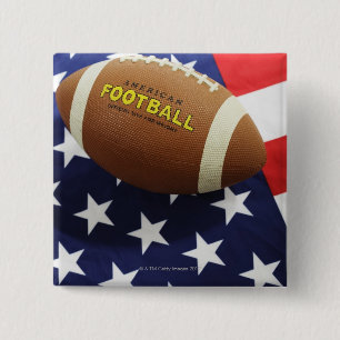 Bóton Quadrado 5.08cm Futebol americano com a bandeira dos E.U.