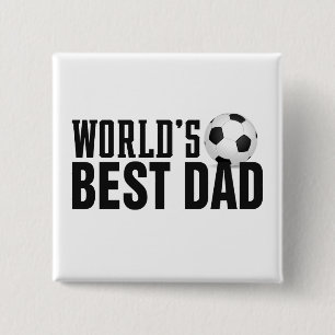 Bóton Quadrado 5.08cm Futebol de tipografia do melhor Pai do mundo Bot