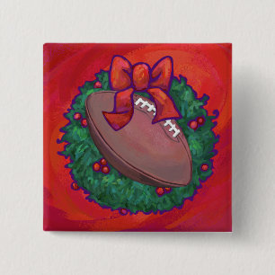 Bóton Quadrado 5.08cm Futebol de Wreath de Natal em Red