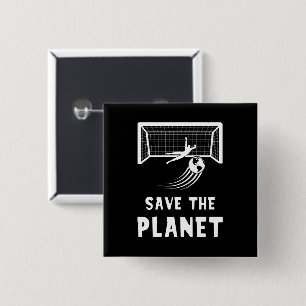 Bóton Quadrado 5.08cm Futebol Dia da Terra Salve o Planeta