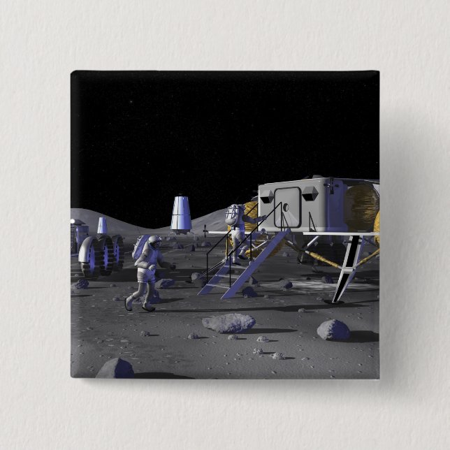 Bóton Quadrado 5.08cm Futuras missões de exploração espacial 13 (Frente)