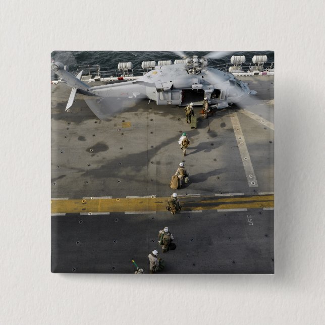 Bóton Quadrado 5.08cm Fuzileiros preparados para conselho e MH-60S (Frente)