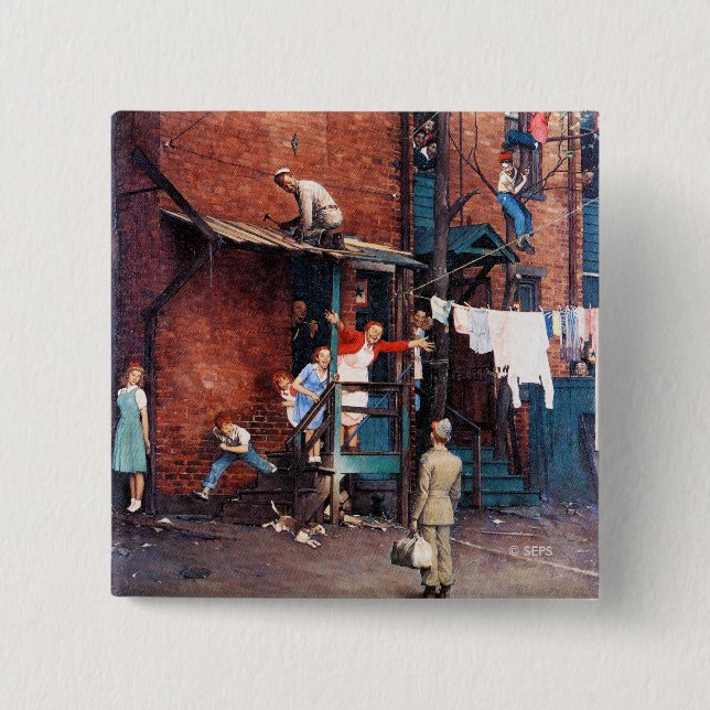 Bóton Quadrado 5.08cm G.I. de regresso a casa. (Frente)