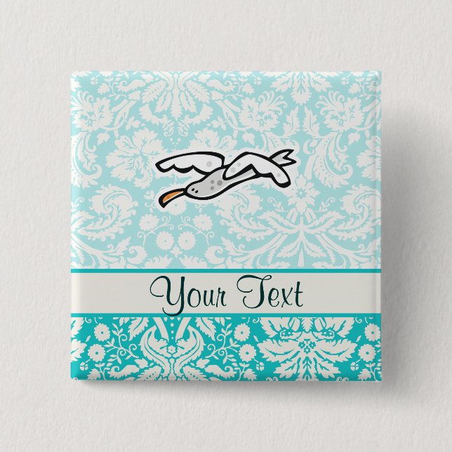 Bóton Quadrado 5.08cm Gaivota bonito dos desenhos animados (Frente)