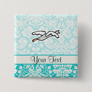 Bóton Quadrado 5.08cm Gaivota bonito dos desenhos animados