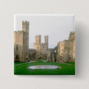 Bóton Quadrado 5.08cm Gales, castelo de Caernarfon, um dos 2 de Eduardo