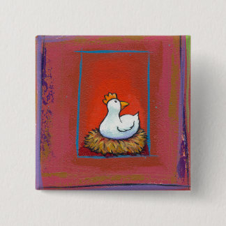 Bóton Quadrado 5.08cm Galinha da arte da galinha que coloca a pintura