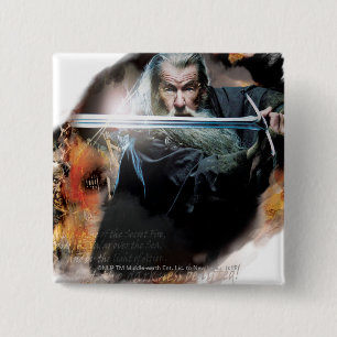 Bóton Quadrado 5.08cm Gandalf Com Espada Em Batalha