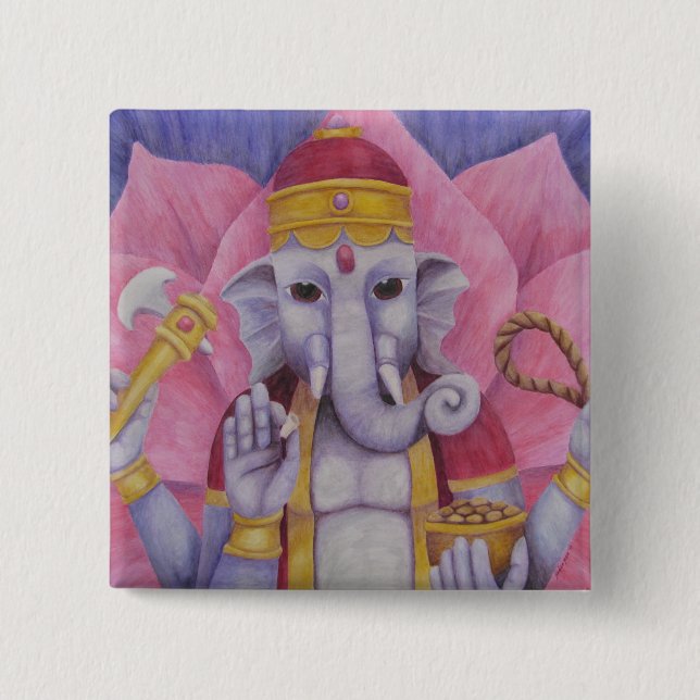 Bóton Quadrado 5.08cm Ganesh Button (Frente)