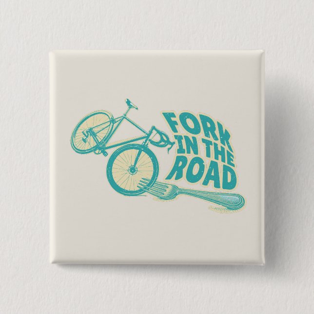 Bóton Quadrado 5.08cm Garfo na estrada bicicleta Engraçada (Frente)