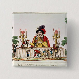 Bóton Quadrado 5.08cm Gargantua em sua ceia pequena, c.1800