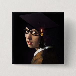 Bóton Quadrado 5.08cm Garota com Chapéu de Graduação