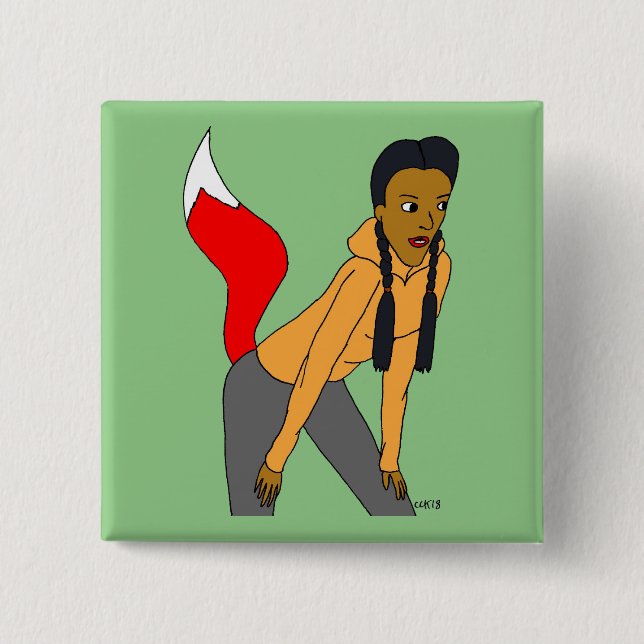 Bóton Quadrado 5.08cm garota foxy (Frente)