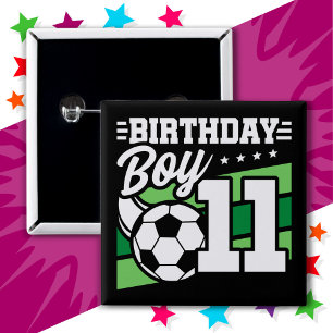 Bóton Quadrado 5.08cm Garoto 11 de Aniversário De Futebol Crianças De Fu