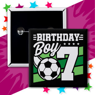 Bóton Quadrado 5.08cm Garoto 7 de Aniversário do Festa de Futebol de 7 A