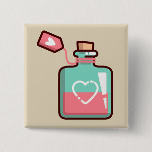 Bóton Quadrado 5.08cm Garrafa de Corações de Poção de Amor
