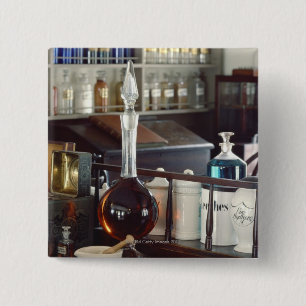 Bóton Quadrado 5.08cm Garrafas antigas da farmácia