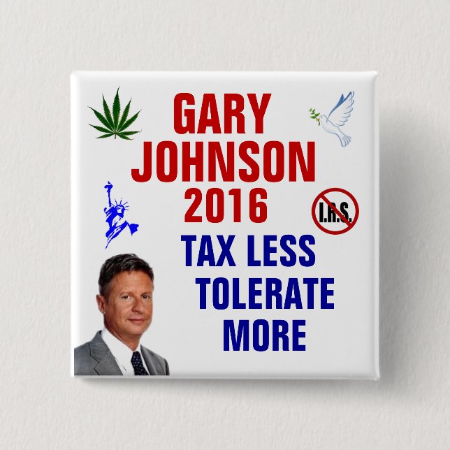 Bóton Quadrado 5.08cm Gary Johnson 2016 (Frente)