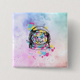 Bóton Quadrado 5.08cm Gata Astronauta