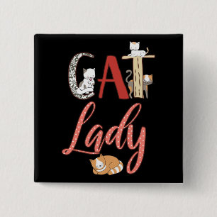 Bóton Quadrado 5.08cm Gatas - Dona de Gato Amante de Gatos