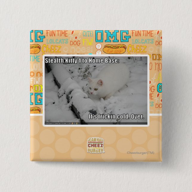 Bóton Quadrado 5.08cm Gatinho 1 do discrição (Frente)