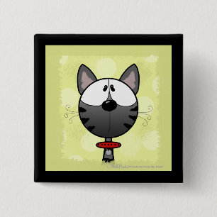 Bóton Quadrado 5.08cm Gatinho com risca de cinza