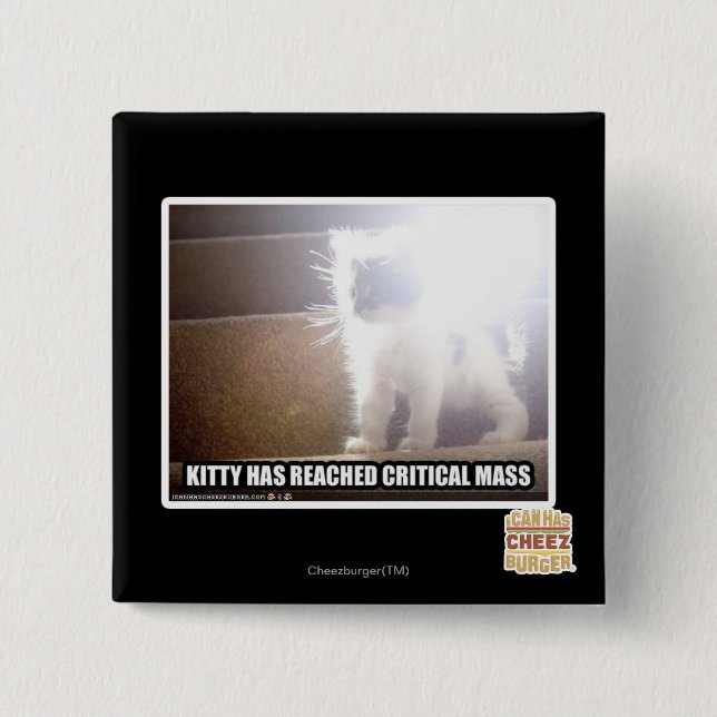 Bóton Quadrado 5.08cm Gatinho da massa crítica (Frente)