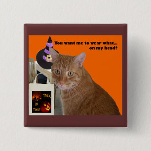 Bóton Quadrado 5.08cm Gatinho de Halloween - Vestir o quê