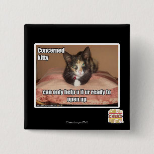 Bóton Quadrado 5.08cm Gatinho interessado