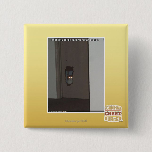 Bóton Quadrado 5.08cm Gatinho laser (Frente)