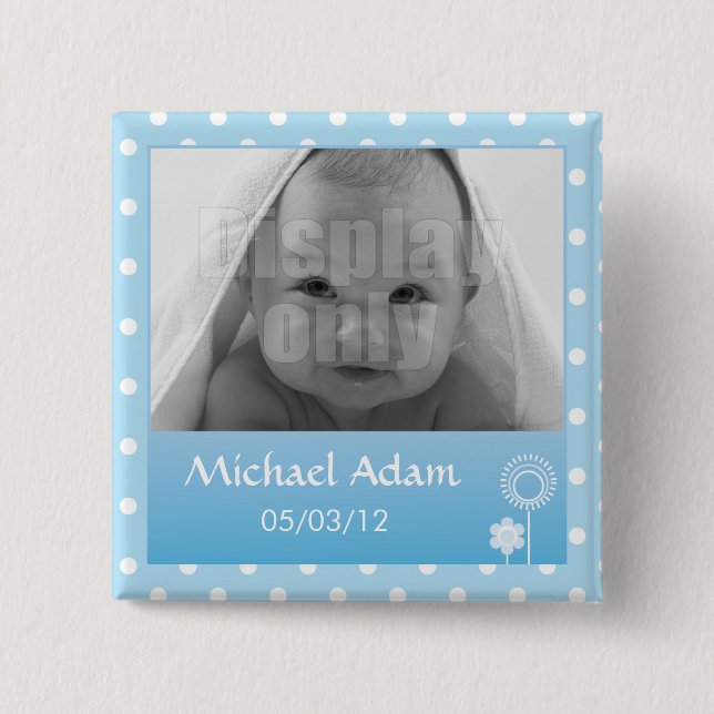 Bóton Quadrado 5.08cm Gatinho - pino azul (Frente)