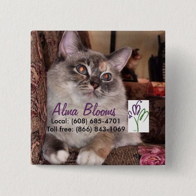 Bóton Quadrado 5.08cm Gato (Frente)