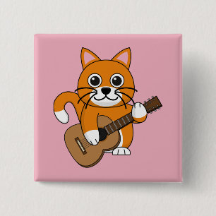 Bóton Quadrado 5.08cm Gato Branco De Cor Laranja Cura A Tocar Cartografi