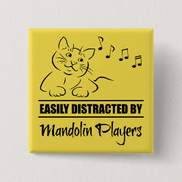 Bóton Quadrado 5.08cm Gato curioso facilmente distraído por jogadores de