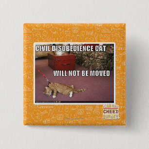 Bóton Quadrado 5.08cm Gato da desobediência civil
