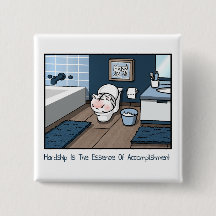 Gato de Cartoon Engraçado Crachá de Dura Branca