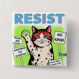 Bóton Quadrado 5.08cm Gato de Protesto de Resistência