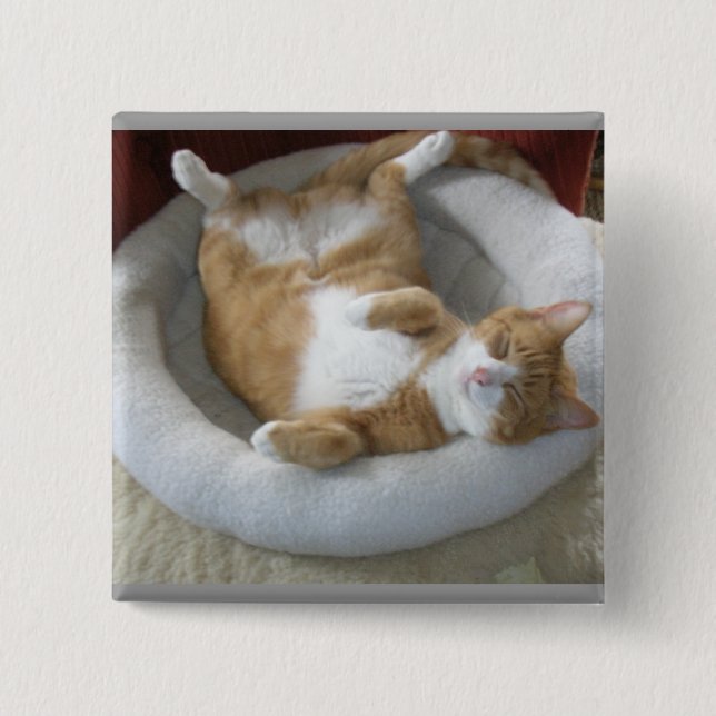 Bóton Quadrado 5.08cm Gato Feliz (Frente)