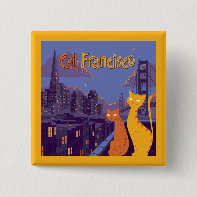 Bóton Quadrado 5.08cm Gato Francisco (Frente)