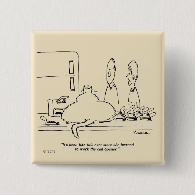 Bóton Quadrado 5.08cm Gato gordo (Frente)