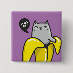 Bóton Quadrado 5.08cm Gato na banana