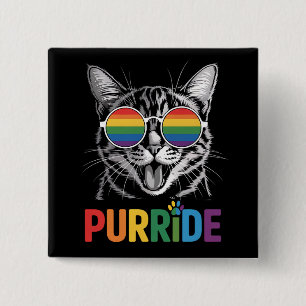 Bóton Quadrado 5.08cm Gato Orgulhoso Arco-íris Lésbica Gay LGBTQ Aliado
