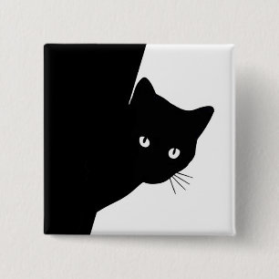 Bóton Quadrado 5.08cm Gato Preto Astuto