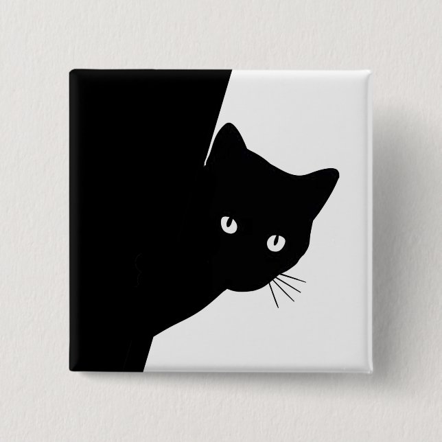 Bóton Quadrado 5.08cm Gato Preto Astuto (Frente)