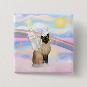 Bóton Quadrado 5.08cm Gato Siamês - Nuvens
