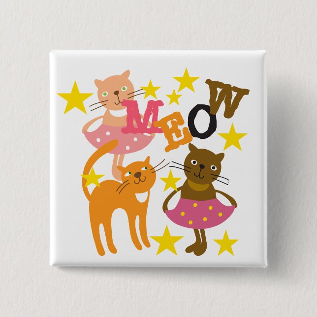 Bóton Quadrado 5.08cm Gatos da dança (Frente)